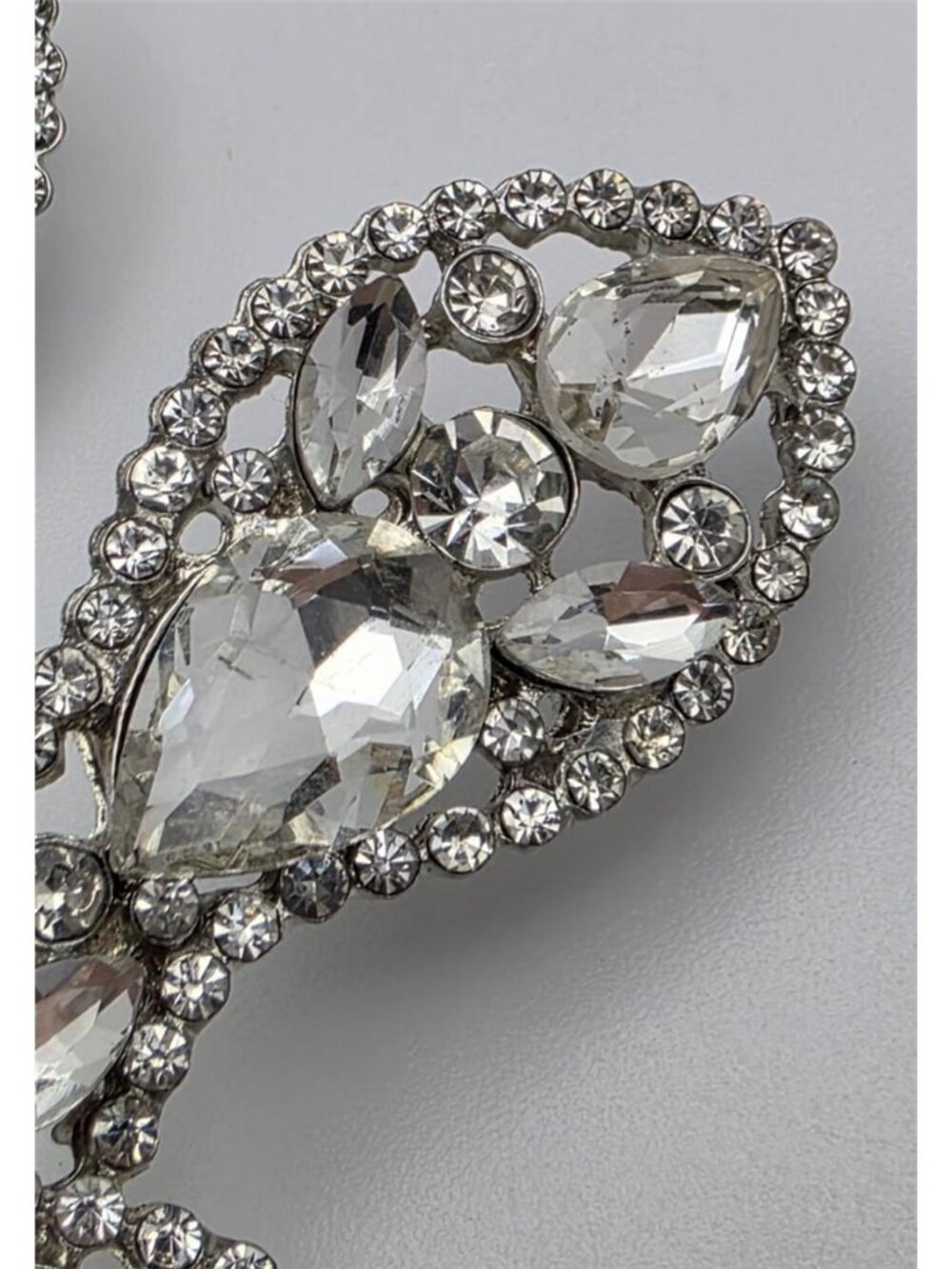 Clear Crystal Snake Drop Earrings Silver Tone 4 In Rhinestone Statement Serpent - Picture 2 of 10